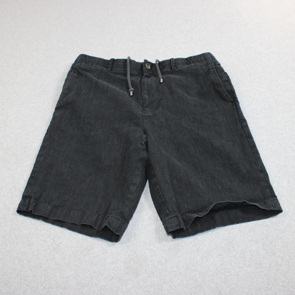 Vince Shorts Mens 33 Black Linen Blend Chino Drawstring Elastic Waist Stretch